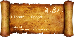 Missák Csaba névjegykártya